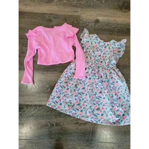 Daisy Fuentes Toddler Girl Dress and Sweater 3t‎ Set Floral #2 - Picture 2 of 4
